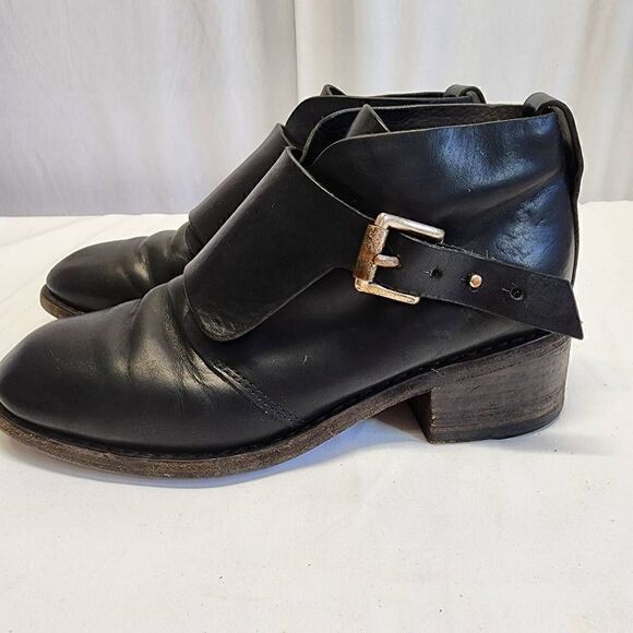 Rag & Bone Black Leather Ankle Booties Buckle Boots Womens Size 7 - Picture 6 of 11